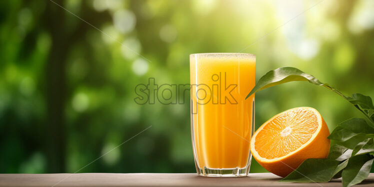 A glass of freshly squeezed orange juice - Starpik Stock