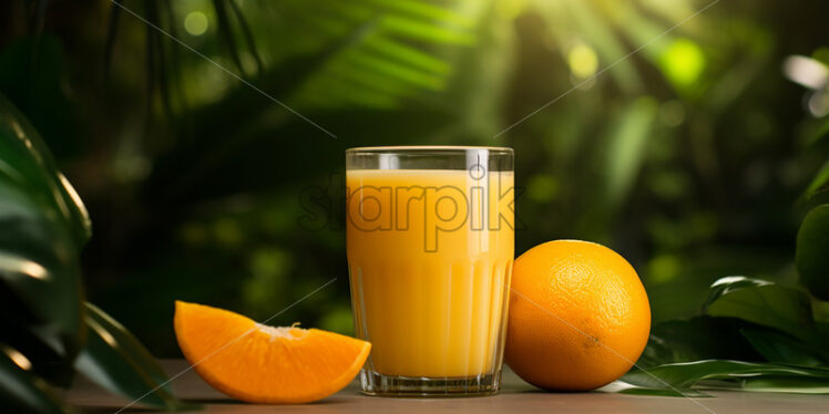 A glass of freshly squeezed orange juice - Starpik Stock