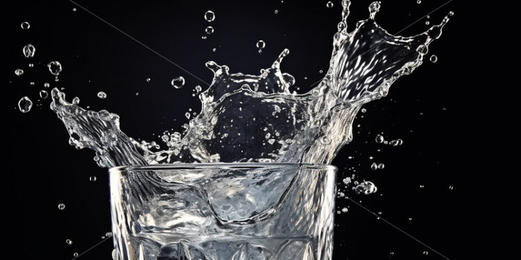 A glass of water on a black background - Starpik Stock