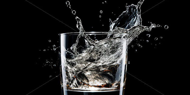 A glass of water on a black background - Starpik Stock