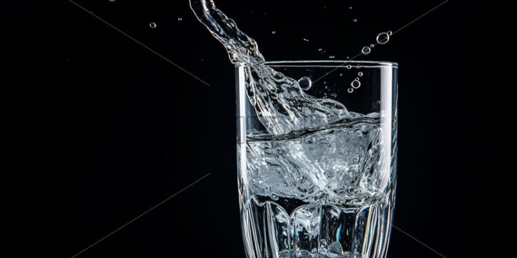 A glass of water on a black background - Starpik Stock