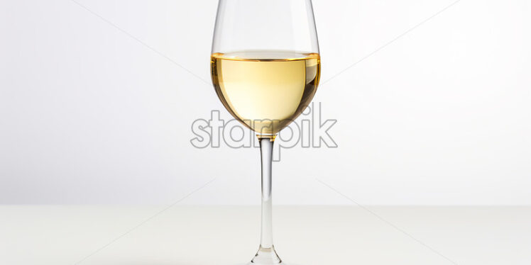 A glass of white wine on a white background - Starpik Stock