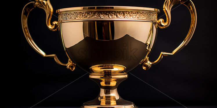 A gold cup on a black background - Starpik Stock