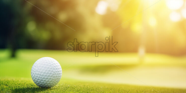 A golf ball on the grass - Starpik Stock