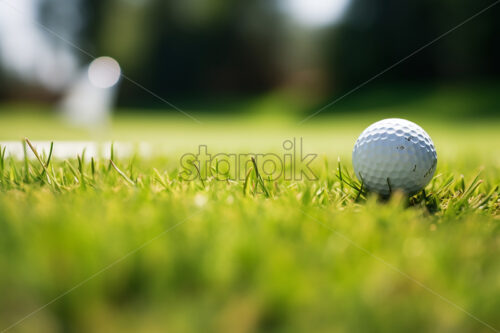 A golf ball sitting on a golf course - Starpik Stock