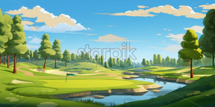 A golf course created in the style of cartoons - Starpik Stock