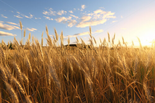 A grain field with ears in the foreground - Starpik Stock