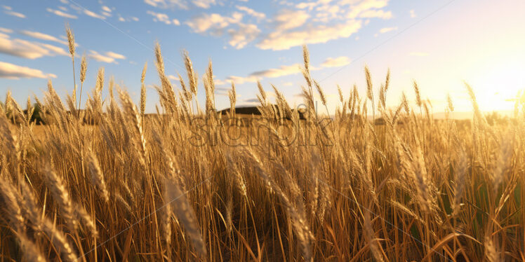 A grain field with ears in the foreground - Starpik Stock