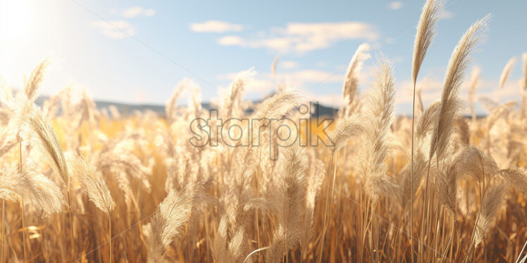 A grain field with ears in the foreground - Starpik Stock