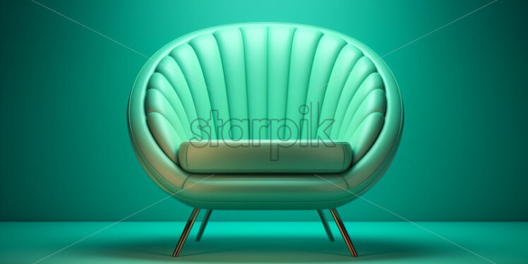 A green arm chair neon lights - Starpik Stock