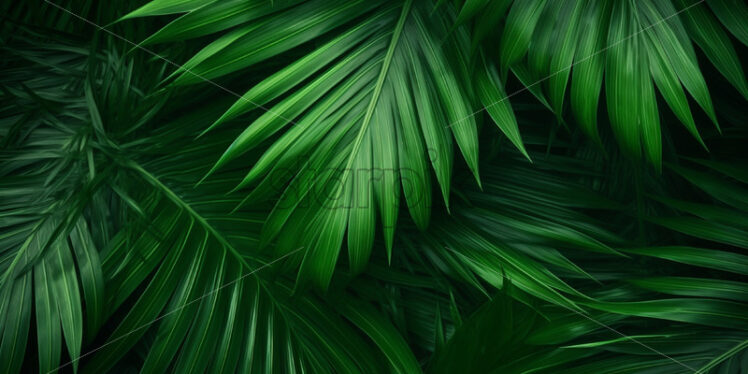 A green background of palm leaves, tropical leaves - Starpik Stock