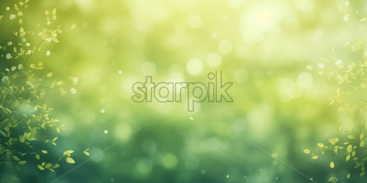 A green blurred background with spring flowers - Starpik Stock