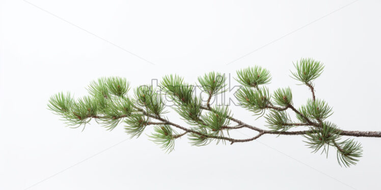 A green pine branch on a white background - Starpik Stock