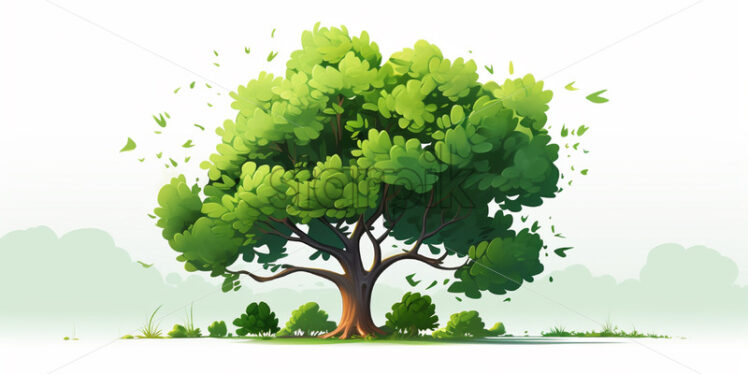 A green tree on a white background, created in 2d software - Starpik Stock