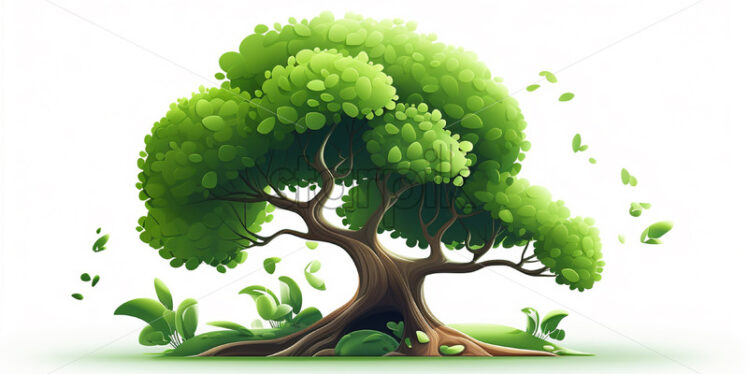 A green tree on a white background, created in 2d software - Starpik Stock