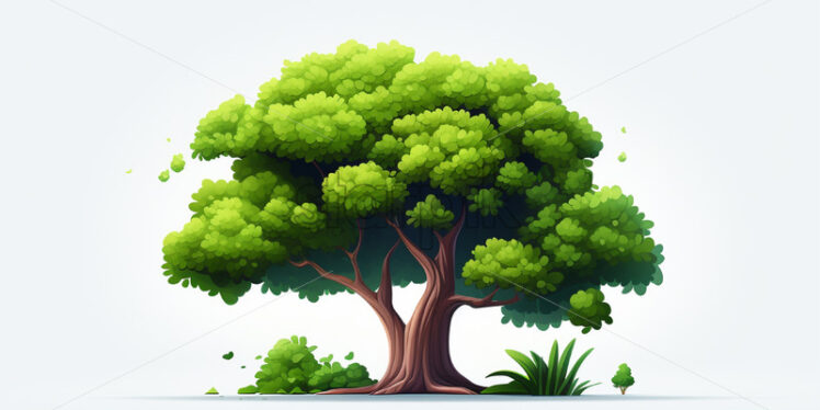 A green tree on a white background, created in 2d software - Starpik Stock