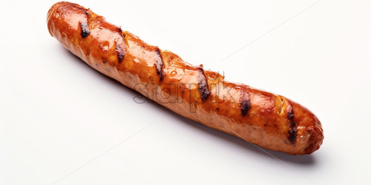 A grilled sausage on a white background - Starpik Stock