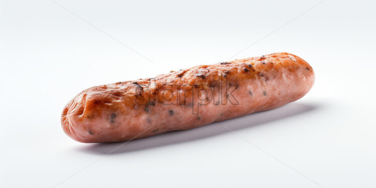 A grilled sausage on a white background - Starpik Stock