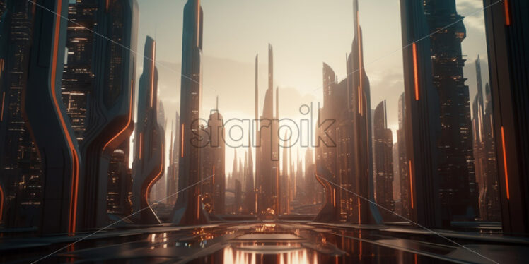 A group of futuristic buildings - Starpik Stock