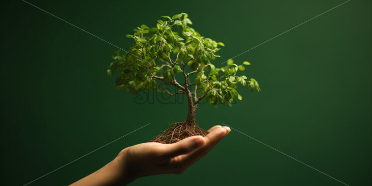 A hand holds a tree - Starpik Stock