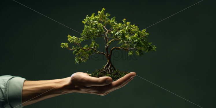 A hand holds a tree - Starpik Stock