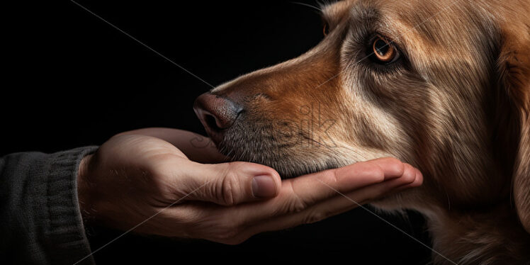 A hand strokes a dog - Starpik Stock