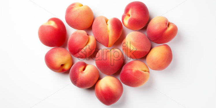 A heart made of peaches on a white background - Starpik Stock