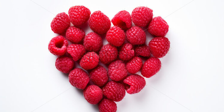 A heart made of raspberries on a white background - Starpik Stock