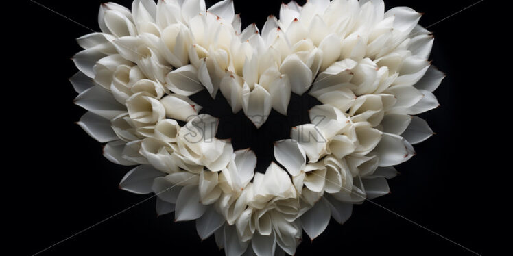 A heart made of tulip petals on a black background - Starpik Stock