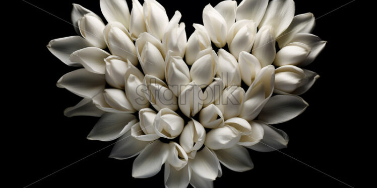 A heart made of tulip petals on a black background - Starpik Stock