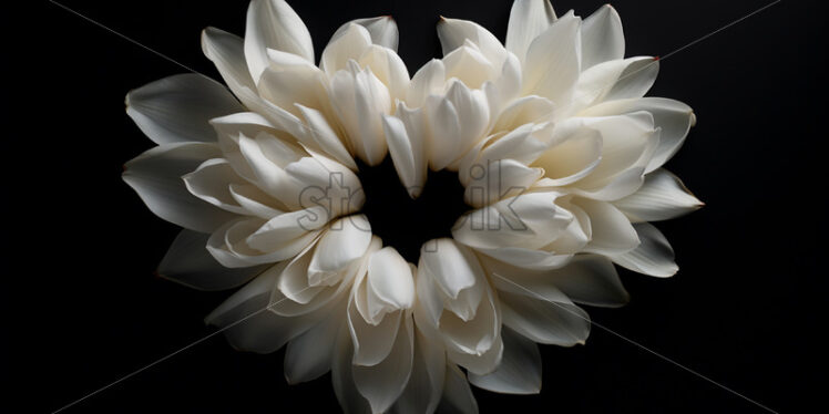 A heart made of tulip petals on a black background - Starpik Stock