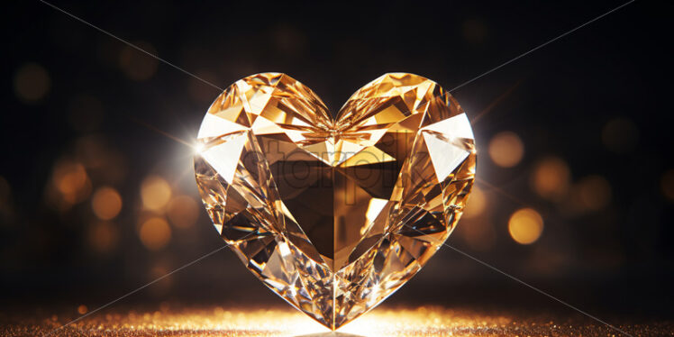 A heart-shaped crystal on a black background - Starpik Stock