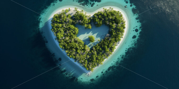 A heart-shaped island in the azure sea - Starpik Stock