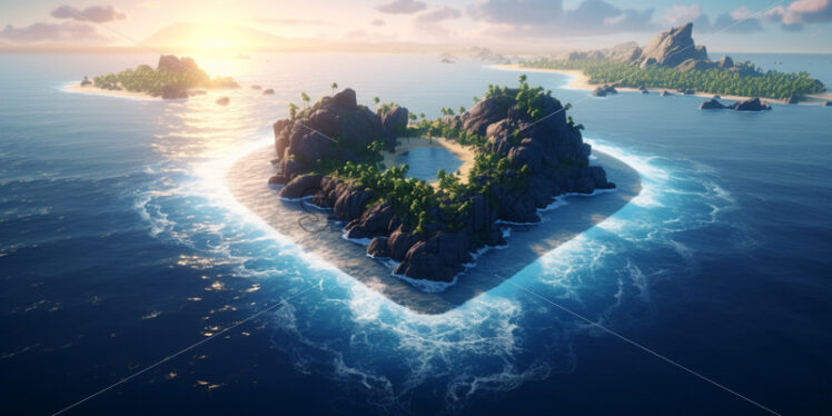 A heart-shaped island in the sea - Starpik Stock