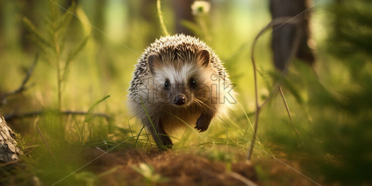 A hedgehog walking through the forest - Starpik Stock