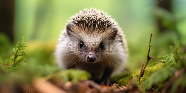 A hedgehog walking through the forest - Starpik Stock