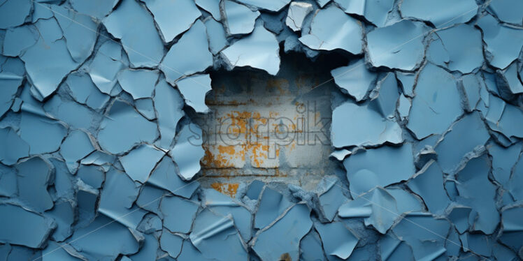 A hole in an old blue wall - Starpik Stock