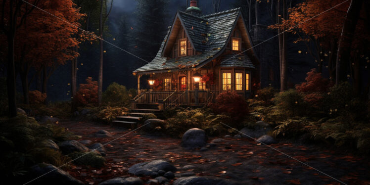 A house in the autumn forest - Starpik Stock