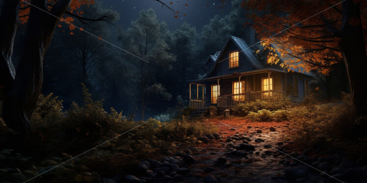 A house in the autumn forest - Starpik Stock