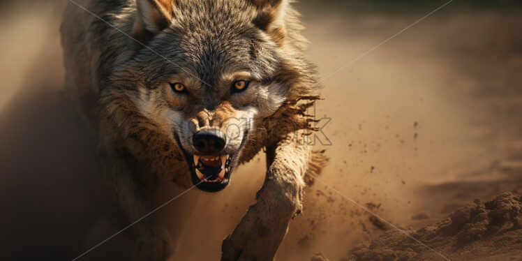 A hungry wolf runs - Starpik Stock