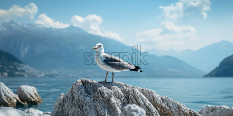 A kingfisher on a stone by the sea - Starpik Stock