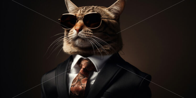 A kitten in a classic suit with glasses - Starpik Stock