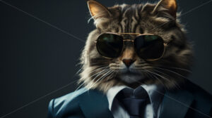 A kitten in a classic suit with glasses - Starpik Stock