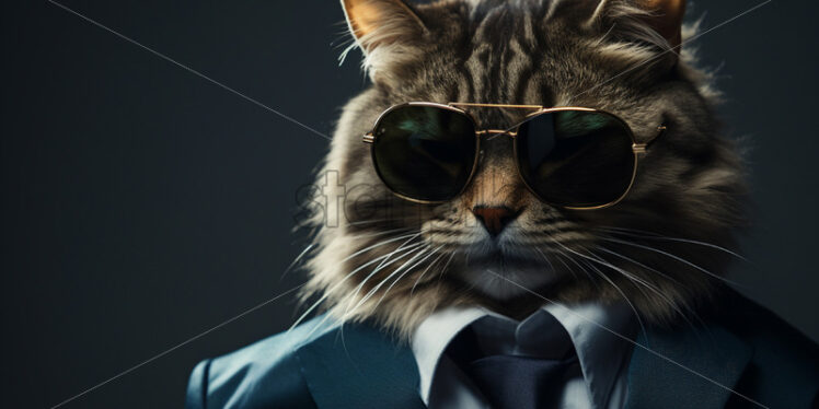A kitten in a classic suit with glasses - Starpik Stock