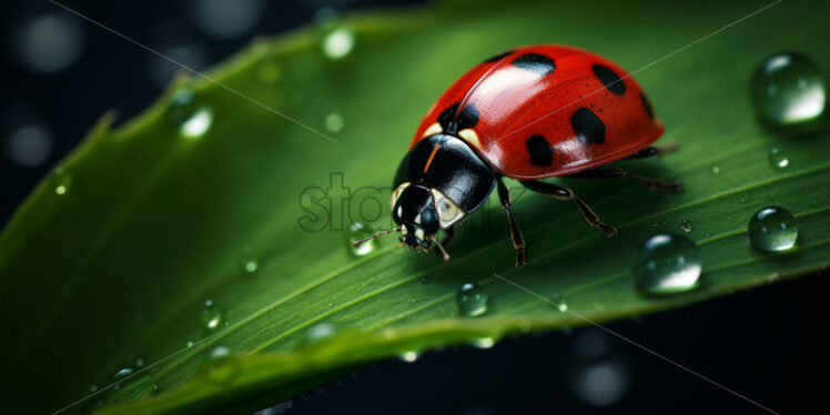 A ladybug on a green leaf - Starpik Stock