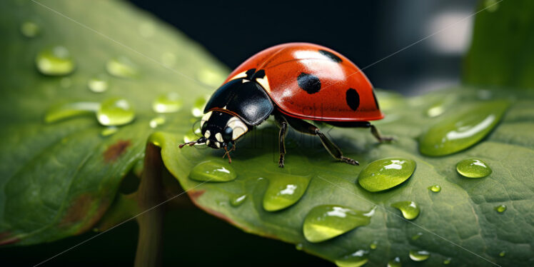 A ladybug on a green leaf - Starpik Stock