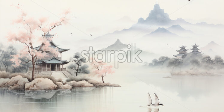 A landscape created in Japanese style - Starpik Stock