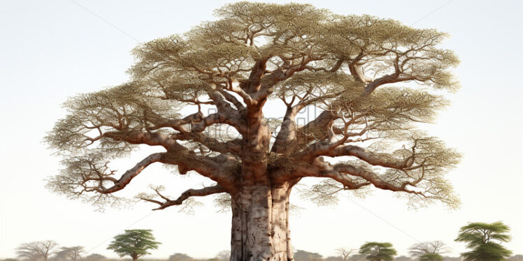 A large baobab tree on a white background - Starpik Stock