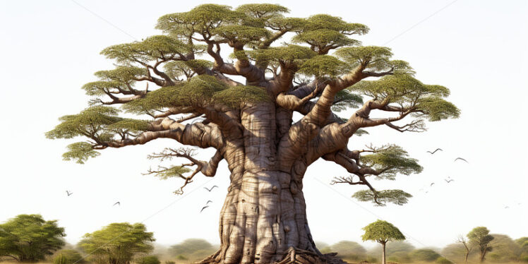 A large baobab tree on a white background - Starpik Stock