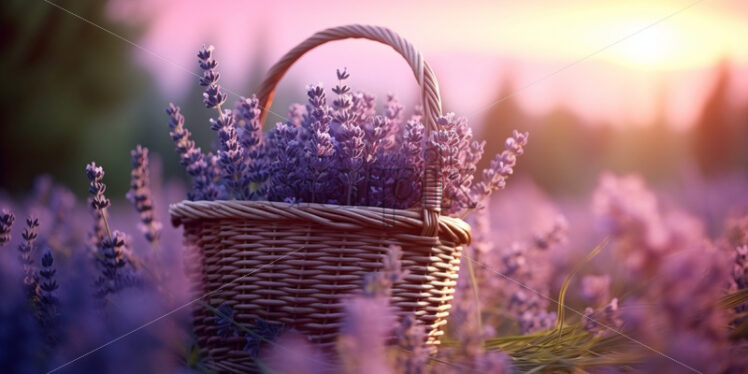 A lavender basket in a lavender field - Starpik Stock